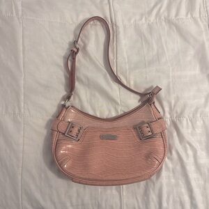 Rosetti Pink Crocodile-Embossed Shoulder Bag